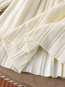 Mädchen Pulloverkleid mit Kragen, strukturiertes Jacquard-Muster, Schal-Dekoration, modisch vielseitig urban chic, weiche Aquarell-Einfarbigkeit mit niedriger Sättigung, angenehmer Stoff, geeignet für Herbst/Winter