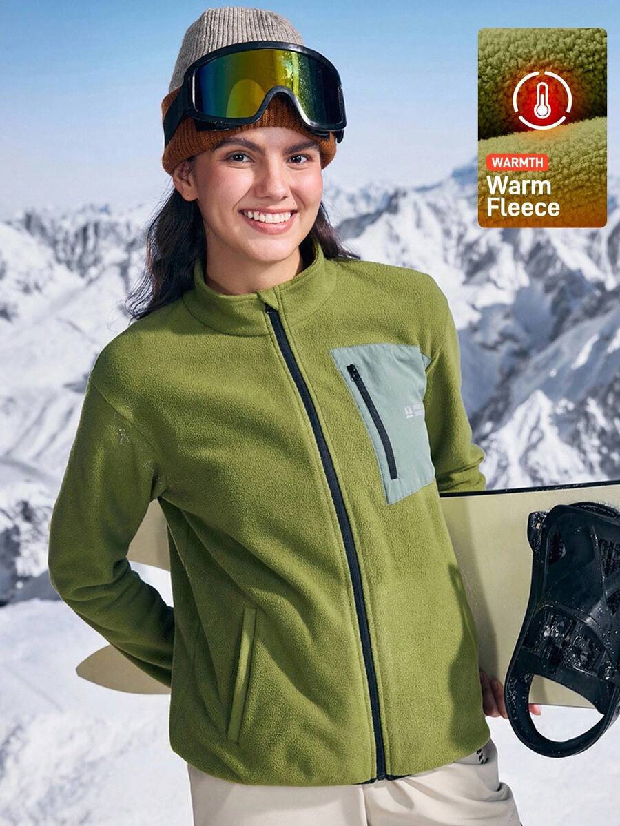 In My Nature Women's Autumn/Winter Contrast Color Patchwork Fleece Jacket Fleece Jacket Women Hiking Tops For Women Women Hiking Clothes Women Winter Jacket Women Fleece Pullover