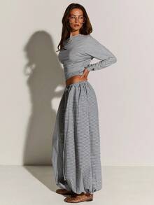 Athîral Women's Plaid Elastic Waist Loose Casual Balloon Pants, Summer,Autumn,Umbrella Pants,Leisure Sports - Multicolor - View 5