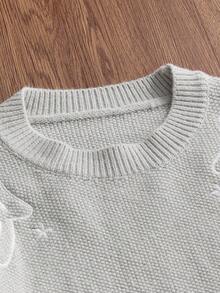 Manfinity Unisex Men's Casual Letter Embroidered Loose Fit Crew Neck Long Sleeve Sweater, Autumn/Winter, Grunge Style