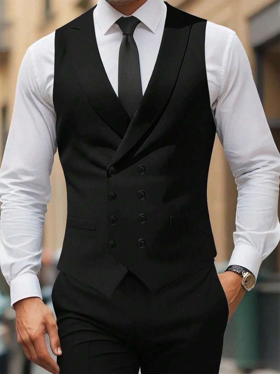 Manfinity Mode Men Double Breasted Waistcoat Without Shirt