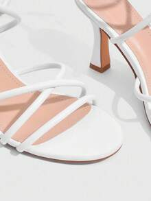 CUCCOO SZL Giày sandal nữ buộc dây đế thô màu trơn thời trang giản dị dành cho nữ - trắng - Xem 11