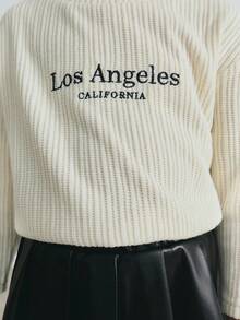 Maija Kids Oversized Casual Long Sleeve T-Shirt With Embroidered English Graphic For Young Girls Fall Winter