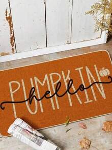 1PC Pumpkin Bathroom Mat, Hello Fall Autumn Theme Living Room Rug,Thanksgiving Halloween Decorative Carpet - Machine Washable, Non Slip Rectangle, Suitable For Home Decor And Office Decor, Ideal Choice For Living Room, Dining Room, Bathroom Entrance, Porch, Kitchen, Laundry Room, Area Rug, Outdoor Mat, Bedroom Room Decor