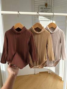 SHEIN 3 Stücke Baby Jungen Herbst/Winter Lässig Layering Bodysuit Set, vielseitig & warm