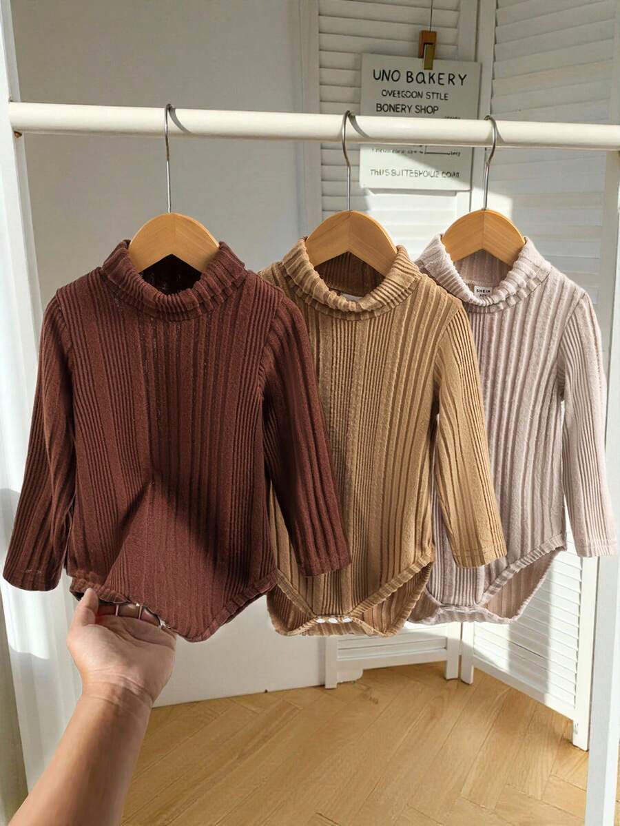 SHEIN 3 Stücke Baby Jungen Herbst/Winter Lässig Layering Bodysuit Set, vielseitig & warm