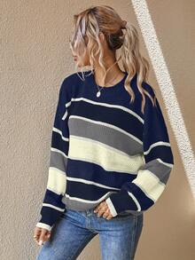 EMERY ROSE Women's Latest Fashion Comfortable Color Block Pullover Sweater - Multicolor - View 4