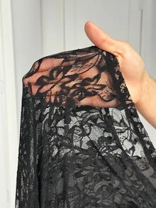 Slaydiva 2025 Autumn And Winter New Sexy Elegant Slim Black Transparent Lace Fabric Halter Neck Micro Flared Long Women Jumpsuit, Suitable For Country Concert Outfit,Halloween Costumes ,Christmas,Birthday Outfit,Club Outfits Women Sexy,Going Out, Party Gatherings-B