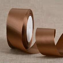 1/5pcs 4cm Wide Colored Gift Wrapping Ribbon, Satin Ribbon, Silk Ribbon, Weaving Ribbon For Rose Flower Decor, Gift Box Packaging Bowknot - Beige - View 10