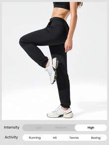 GLOWMODE Pantalones jogger de forro polar resistentes al agua, ultra elásticos, con bolsillos laterales, cálidos, ajustados, para otoño, invierno, senderismo, camping y uso diario activo - Negro - Ver 5
