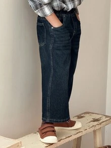 DAZY Young Boys Dark Wash Straight Leg Denim Jeans Long Pants, Autumn