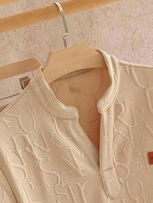 Manfinity BRENVOR 2pcs Men's Fitted Knit Casual T-Shirt Set, Suitable For Summer - Khaki - View 6