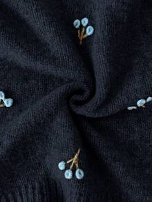 Modelyn Women's Solid Color Embroidered Crew Neck Sweater Vest Autumn Winter Clothes For Women