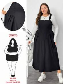 SHEIN CURVE+ Plus Size Women Gothic Vintage Palace Style Elegant Pleated Slip Dress, Suitable For Graduation, Waist-Cinching, Birthday Dress