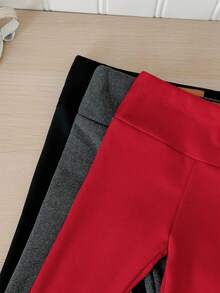 SHEIN LMoss Kids LMoss 3件套女婴秋冬加厚保暖内衬打底裤（黑色、灰色和杏色）。买1送3，百搭休闲保暖内衬裤 - 紅色 - 查看 4