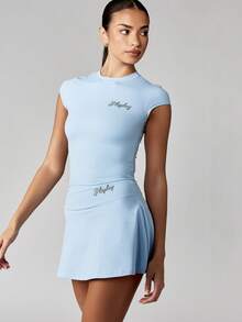 Missguided x Playboy Falda de tenis premium con banda elástica de cintura alta, falda deportiva plisada para práctica y entrenamiento, ropa de rendimiento