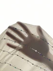 Gloray Women's Elegant Sequin Sheer Waist Cinched Long Sleeve Round Neck Dress