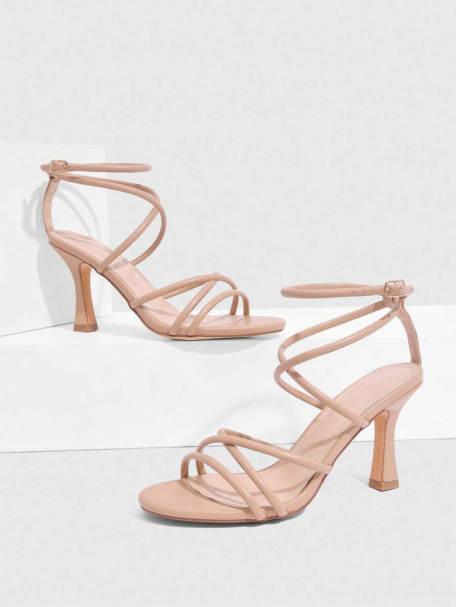 CUCCOO SZL Cuccoon 女士休闲时尚搭扣粗跟系带凉鞋 - 杏色 - 查看 1