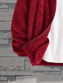 SHEIN Tween Boy Hooded Thermal Lined Zip-Up Jacket, Comfortable Thicker Outerwear Fall Winter