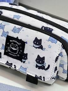 1 件三层雪猫图案铅笔盒，创意设计翻盖带隐藏扣铅笔盒，柔软涤纶材质水彩笔或马克笔收纳袋，美术生或学生美术用品铅笔盒，学校用品返校，返校，学校用品，铅笔袋，书包 - 彩色 - 查看 5