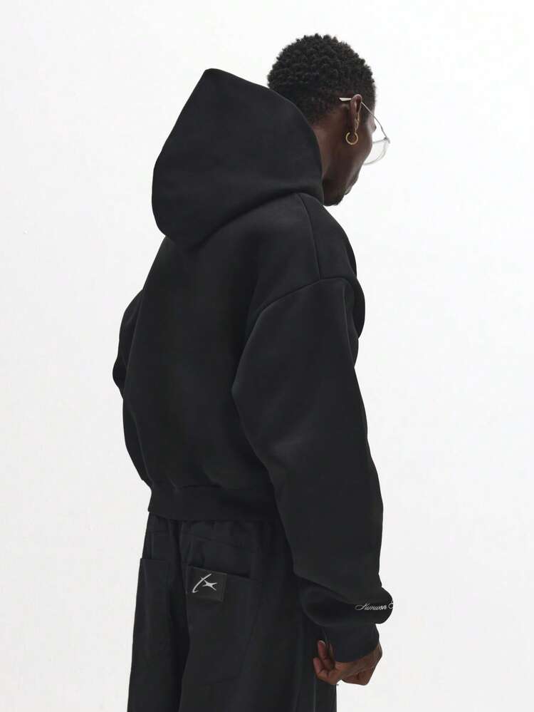 Bluza z kapturem oversize, ściągaczem i nadrukowanym logo