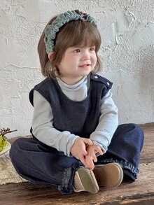 DAZY Toddler Girls' Korean Style Casual Sleeveless Vest And Wide Leg Jeans 2 Pieces Set - Blue - View 1