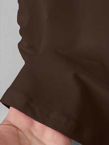 SHEIN Women's Casual Pleated Waist Fitted Short Sleeve T-Shirt, Brick Print, Suitable For Summer - Brown - View 4