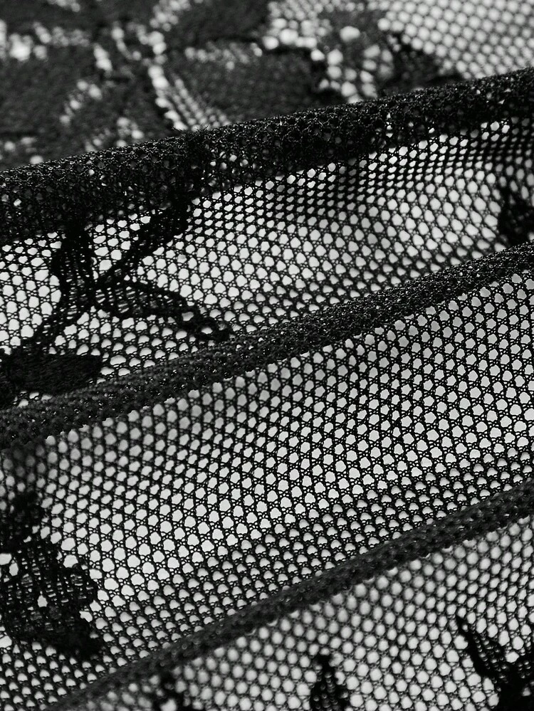 Black Sheer Lace Sexy Lingerie Set With Triangle Sexy Bralette And Tanga Spring Summer