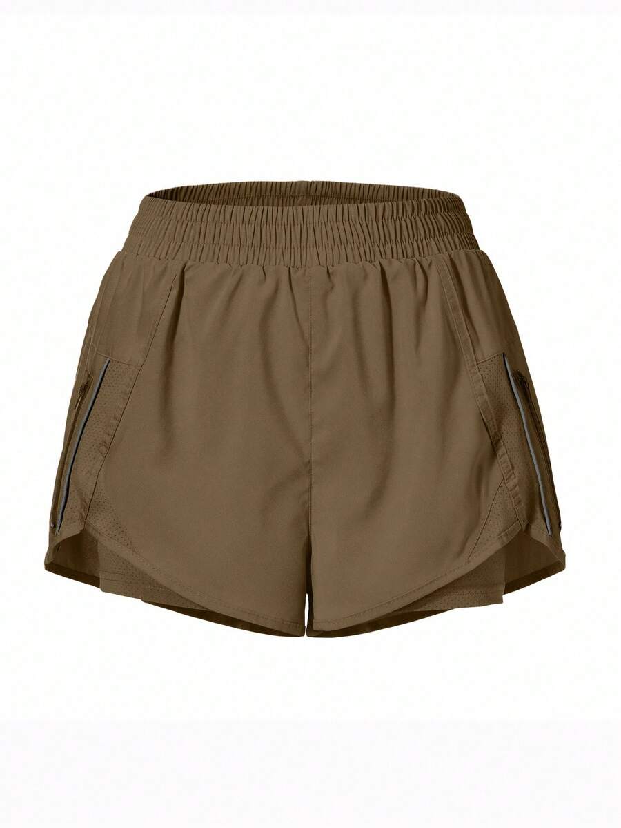 Eassivo Eassivo Women's Elastic Waist Zipper Pocket Loose Casual Shorts