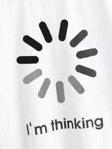 SHEIN 青少年男童夏季运动短袖圆领标语印花T恤