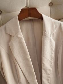 Franclia Women Solid Color Simple Daily Long Sleeve Suit Jacket - Apricot - View 8