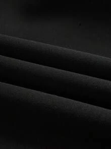 Manfinity Dauomo Unisex Loose Straight-Leg Pants - Elastic Drawstring Belt, All-Season Street Style Casual Trousers, Suitable For Both Daily And Formal Wear, Machine Washable And Versatile Clothing, Durable And Wear-Resistant Embroidery Design, Urban Style - Black - View 5