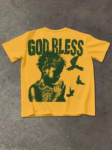 Manfinity EMRG Men's Letter & Figure Print Round Neck Casual Loose T-Shirt