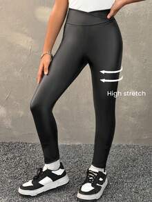 Coolane Kids 少女秋冬季保暖内衬仿皮打底裤，万圣节，乡村音乐会秋季 - 黑色 - 查看 5