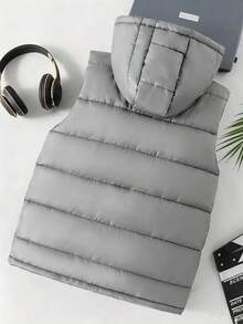 Quilted Padded Sleeveless Padded Coat For Teenage Boys, Winter - Grey - View 2