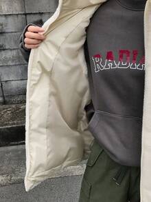 FRIFUL 女士白色纯色羊羔绒领无袖绗缝背心外套，秋季女装外套 - 杏色 - 查看 7