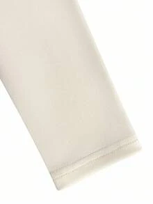 Franclia 女士优雅长袖圆领珍珠装饰修身长裙，适合派对、婚礼宾客着装，秋冬季 - 米色 - 查看 5