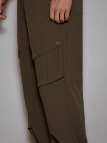 Musero Baggy Nylon Cargo Style Trouser Angled Pockets Pants Fall/SPRING SUMMER - Dark Green - View 2