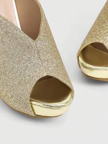 CUCCOO LuxiPop New Arrival Gold Hollow-Out Platform Chunky Heel Sexy Fashion Ankle Boots For Women - Gold - View 4