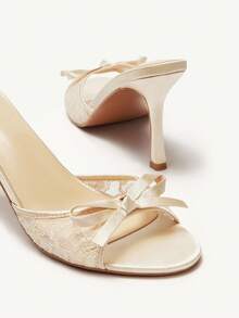 CUCCOO CHICEST 女士香槟色蕾丝尖头高跟穆勒鞋 - 香檳色 - 查看 12