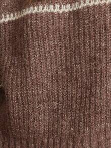 Nöista 深摩卡棕色休闲毛衣，带有白色波浪缝线和蓬松纱线；柔软的质地和宽松的版型使其成为秋季分层穿着和冬季通勤的理想选择，此外还与节日圣诞节装饰相得益彰。 - 巧克力棕 - 查看 7