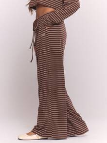 MUSERA Tie Front Striped Wide Leg Trousers Only Fall Autumn Cosy Cute Casual Coffee Club Winter Christmas Thanksgiving