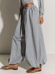 Athîral Women's Plaid Elastic Waist Loose Casual Balloon Pants, Summer,Autumn,Umbrella Pants,Leisure Sports - Multicolor - View 6