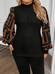 SHEIN Clasi Áo cánh chắp vá cỡ lớn dành cho nữ khi đi nghỉ - Màu nâu  Mocha - Xem 5