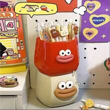 Cute Magnetic Big-Mouth Pen Holder - DIY Desktop Storage Box, Office Decor, Refrigerator Door Hanging Storage Back To School - Multicolor - View 9
