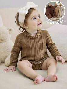 SHEIN 3 Stücke Baby Jungen Herbst/Winter Lässig Layering Bodysuit Set, vielseitig & warm