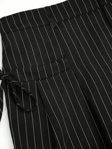 Sweetra Plus Size Striped Pocket Drawstring Loose Straight Leg Pants Fall Cloth For Women - Black and White - View 6