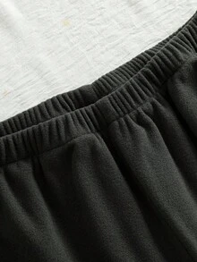 2 件套青少年男孩纯色深灰色长裤和长袖休闲睡衣套装，春/秋/冬 - 深灰色 - 查看 6
