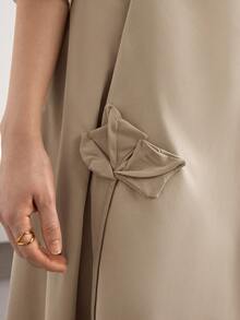 Heiryn Women's Solid Color High Waist Elegant Office Midi Skirt