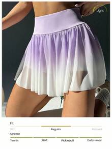 Dewbera Damen Farbverlauf Hoher Taille Taschen Sport Skorts